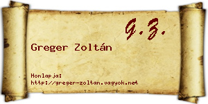 Greger Zoltán névjegykártya